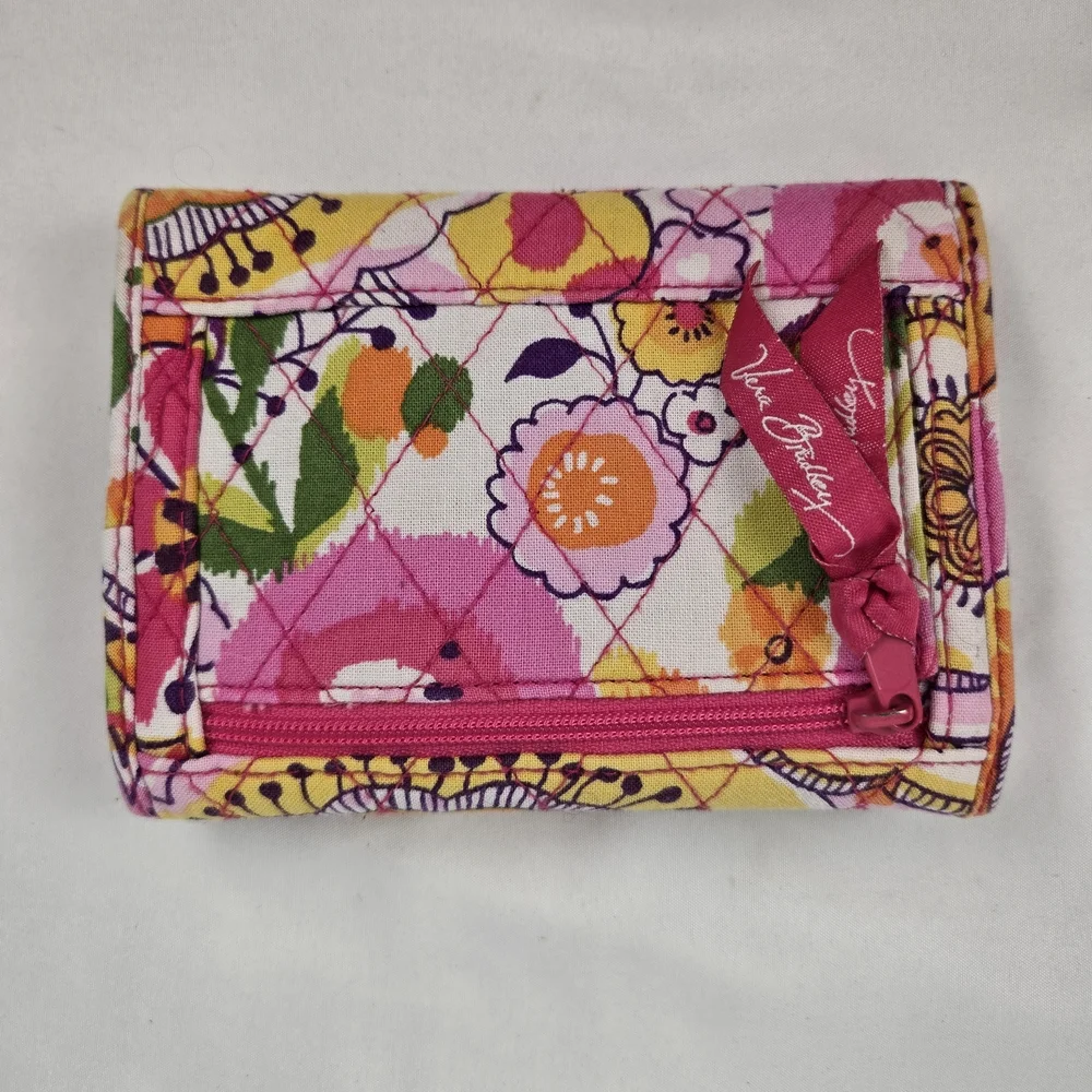 Vera Bradley Euro Wallet Clementine Tri Fold ADDED VB Coin Wallet Inside Pattern - Picture 9 of 11
